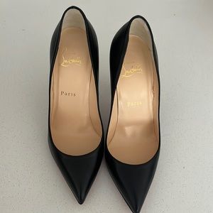 Pigalle Follies Leather 100mm, Red Sole High-Heel pumps, Black, size 7